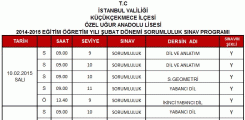 Özel Uğur Anadolu Lisesi Sorumluluk Sınavları Tarihleri belirlendi.